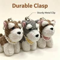 En gros Porte-clés chien en peluche, animaux en peluche Schnauzer, breloques de sac, ornements et pendentifs chiot de dessin animé pour sac à dos