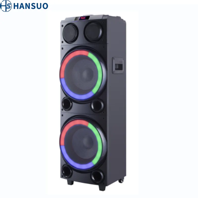 HANSUO Speaker Sound System Dj 10 inci, Speaker Bacina troli luar ruangan Subwoofer besar ganda 10 inci, Speaker Boombox kalonka murah untuk HS-TD1020