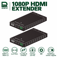 DQINFOS HDBaseT TX RX HD-MI Extender Kit 1080P60Hz 150 Meter PoC Power Dua Arah IR RS232 HDCP 2.2 untuk Siaran Studio TV