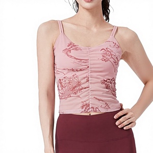 Nuovo Top Sportivo con Stampa in Stile Cinese, Spalline e Coppe Integrate, Ideale per Yoga e Attività Sportive - Product Image 1