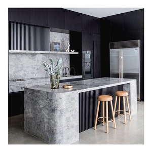 New Modern European Smart Wood <strong>Cabinet</strong> Wooden Veneer Matt Lacquer Finished <strong>Black</strong> Complete Kitchen <strong>Cabinet</strong> Design - Product Image 5