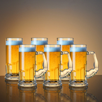 Verre sans plomb 500ML 600ML, design créatif, style américain, avec poignée musculaire, robuste, transparent, pour bière