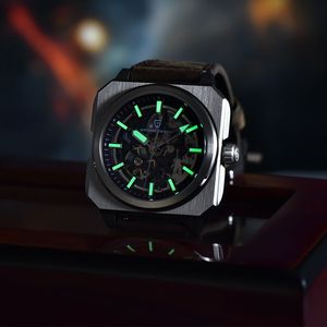 Pagani Design Men's Skeleton Mechanical <b>Watch</b> Stainless Steel <b>Case</b> 11.7mm 50m Waterproof Black Strap - Product Image 3