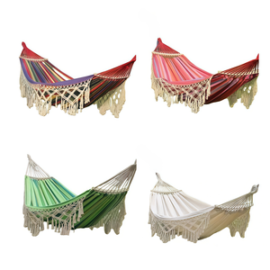 <span class=keywords><strong>Hamac</strong></span> de lit portable en toile rayée pour le camping en plein air, le jardin, la cour, la terrasse - Double ou simple - Pour les voyages - Product Image 2