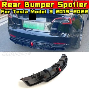 Araba arka tampon spoyleri dudak difüzör Splitter parlak siyah modifikasyon parçası Tesla modeli <span class=keywords><strong>3</strong></span> 2019-2022 için araba aksesuarları - Product Image 2