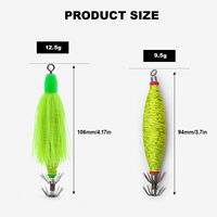 9.5g 12.5g warna sutra bercahaya UV kayu udang kait cumi-cumi air asin memancing umpan untuk gurita cumi-cumi memancing