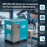 Compresseur d'air à vis KRS PM VSD 7,5 kW-250 kW pour l'entretien des équipements portuaires, la construction navale, les chemins de fer et les équipements lourds, sécheur d'énergie