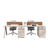 Ensemble de bureau et chaise de style moderne minimaliste avec écrans de séparation et armoire latérale pour ordinateur