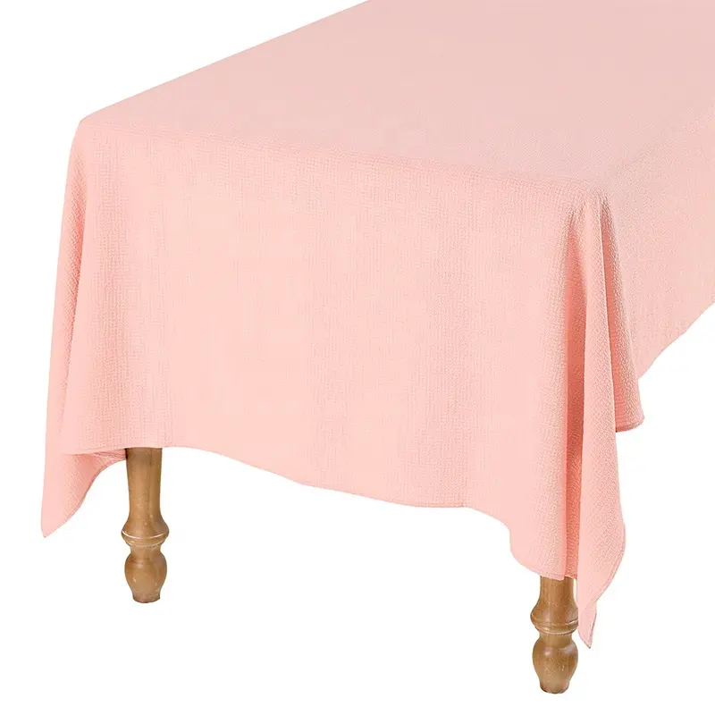 5*9FT Light Peach Pink Soft Linen Tablecloth Wedding Reception Table Cloth for 4/6ft Rectangle Table Wedding Decoration