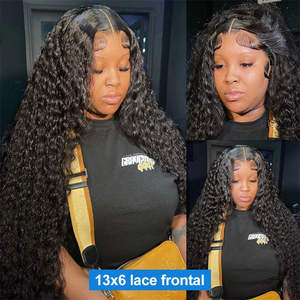 30 pouces de cheveux bruts de vague profonde 13x4 perruques frontales en dentelle pleine 180% densité vague d'eau 12A Double dessiné 100% perruques de cheveux humains vierges - Product Image 4