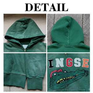 Embroidered Patch Acid Wash Streetwear Custom DTG Printing <b>Zip</b> up Hoodies Men's Heavyweight 100% Cotton Graphic Hoodie - Product Image 6