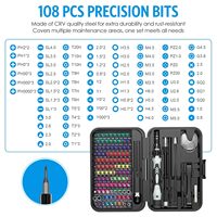 Kit de tournevis magnétique de précision OwiHaerxis, 132 embouts, manche en plastique, tête plate, outil de réparation électronique DIY pour téléphone, tablette, PC