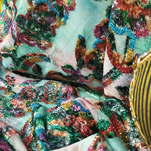 ผ้าแจ็คการ์ดผ้าไหม100% ลายดอกไม้หลากสีสำหรับผู้หญิงผ้าคอตตอนพิมพ์ลายดอกไม้ - Product Image 1