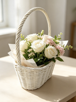 Panier en rotin PE fabriqué en usine, 21x12xH27cm, avec poignée, en forme de bateau, pour rangement et panier cadeau de fêtes, taille unique