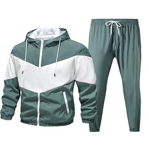 Conjunto de Sudadera con Capucha y Pantalones Jogger para Hombre, Diseño Color Block, Transpirable, Felpa 320g, Invierno, Casual, con Logo Frontal, Blanco y Negro - Product Image 1