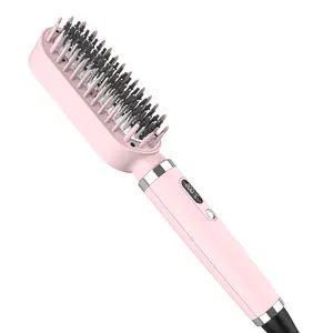 Hot selling electric LED display Hair Straightener Comb Styling Beard Ceramic Hair Straightener Brush