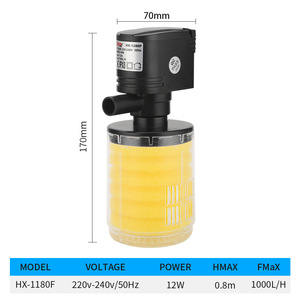 Filtre d'aquarium interne silencieux 3 en <span class=keywords><strong>1</strong></span> Pompe à eau submersible Filtre à débordement avec jet de pluie pour aquarium Fish Turtle Tank - Product Image 6