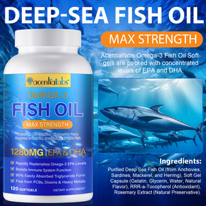 Acentiallabs 鱼油补充剂 <span class=keywords><strong>Omega</strong></span> <span class=keywords><strong>3</strong></span> 脂肪酸补充剂 <span class=keywords><strong>Omega</strong></span> <span class=keywords><strong>3</strong></span> 脂肪酸软胶囊 男士女士补充剂软胶囊 - Product Image 5