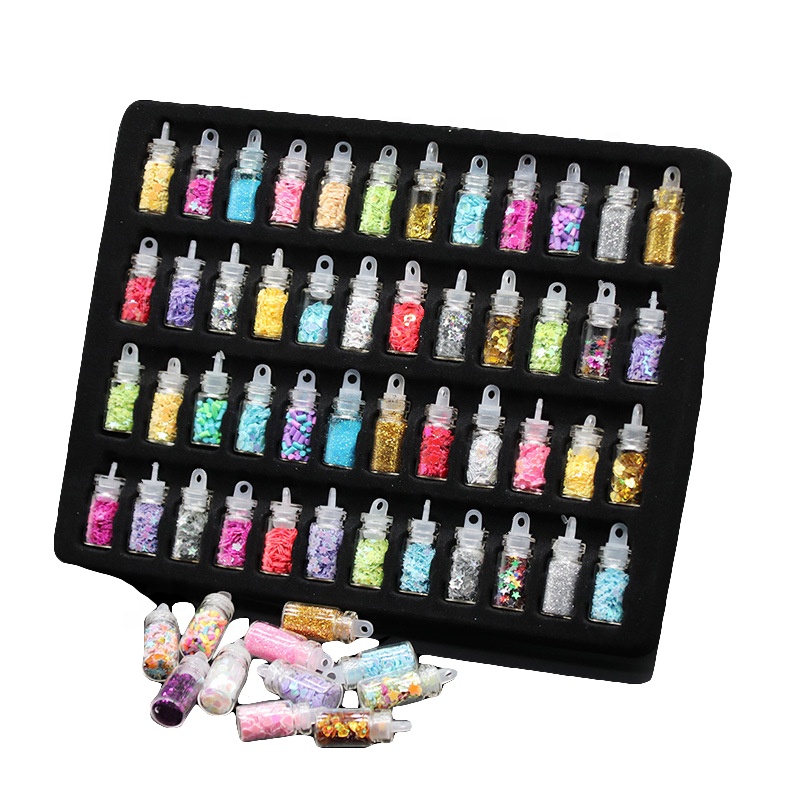 Лидер продаж, аксессуары для слайма «сделай сам», шармы для слайма, смешанные блестки, стеклянные бусины, шеллак, украшение для ногтей, 48 шт.