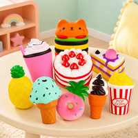 Jouets anti-stress en peluche géants à remontée lente, lot de 9 pièces, unisexe, doux, Kawaii, en forme de Hamburger, Popcorn, Gâteau, Crème glacée, Donut