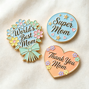 Lot de broches émaillées personnalisées pour la Fête des Mères, faible MOQ, livraison rapide – Meilleure maman <span class=keywords><strong>du</strong></span> <span class=keywords><strong>monde</strong></span>, Super maman, Merci maman – Épingles de revers - Product Image 1