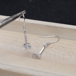 Boucles d'oreilles à crochet en argent S925 avec pompon et perle de 9-10 mm JG5263, bijoux en cristal faits à la main, accessoires pour cheveux DIY avec plateau vide - Product Image 4