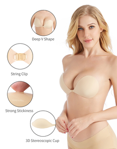 Sujetador de silicona sin tirantes con cierre frontal, sin costuras, sin espalda, autoadhesivo, push-up, tela Invisible, decoración de encaje, Sexy, sin cables - Product Image 1