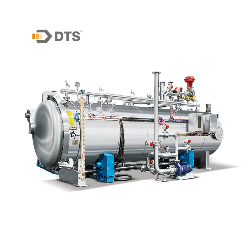 Steam rotary autoclave for food processing of canned fruits and vegetables