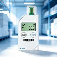 Registrador de Datos de Temperatura de Un Solo Uso S200 para Cadena de Frío de Alimentos y Farmacéuticos, USB PDF/CSV, 32,000 Registros, Monitoreo de Vacunas y Mariscos