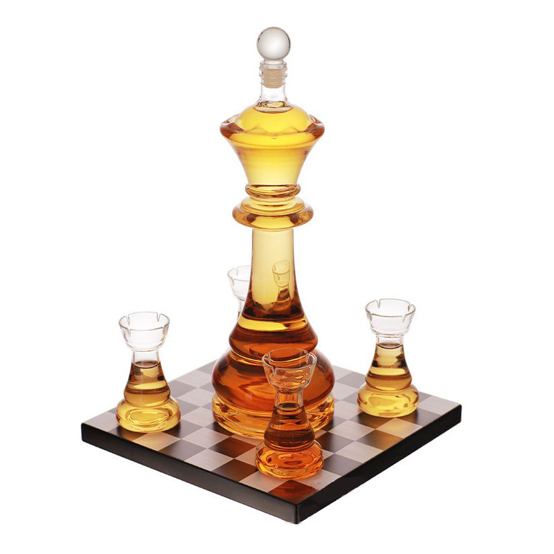 Transparent 1 bouteille support en bois 4 tasses