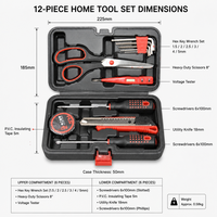 Ensemble d'outils de 12 pièces, ensemble d'outils à main pour la maison, kit d'outils de réparation avec étui de rangement pour l'entretien de la maison