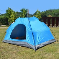 Tente de camping automatique monocouche pour 3-4 personnes, quatre saisons, été, une chambre, revêtement argenté, imperméable, utilisation en extérieur