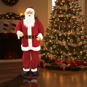 Statua Animata di Babbo Natale a Grandezza Naturale in Tessuto, Decorazione Natalizia con Colore Personalizzabile e Uso Esterno - Product Image 1