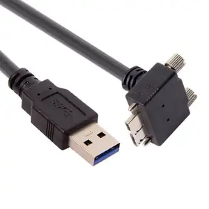 Cabos e acessórios comumente usados de alta velocidade 5Gbps usb 3.0 tipo A a 90 graus bem angulado micro B masculino montar painel com bloqueio