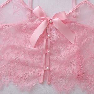 Completo Set Lingerie Donna Rosa in Pizzo Trasparente, Babydoll con Fiocco Frontale e Busto Aperto, Camicia da Notte Sexy in Pizzo con Mutandine a Balze - Product Image 5