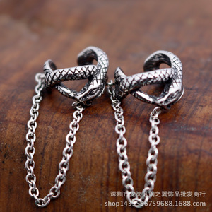 yunnique Snake <b>Cuff</b> <b>Earrings</b> Tibetan Silver Chain Attached Animal Design Fashion Jewelry - Product Image 2