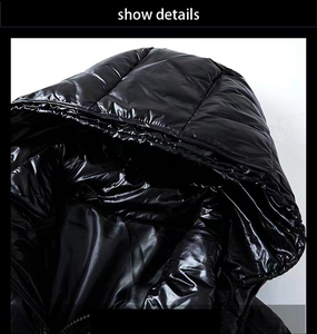 Áo khoác phao nam mùa đông chất lượng cao, may đo, kiểu dáng thường ngày, có mũ trùm đầu, khóa kéo toàn thân, ấm áp, bóng mượt - Product Image 3