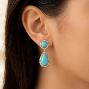 Eleganti Orecchini a Goccia Blu per Donne, Gioielli Scintillanti alla Moda - Product Image 2