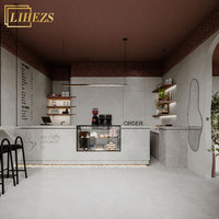 Design d'intérieurs de café moderne et minimaliste élégant, aménagements de présentation en bois personnalisés pour café, mobilier pour magasin de thé au lait