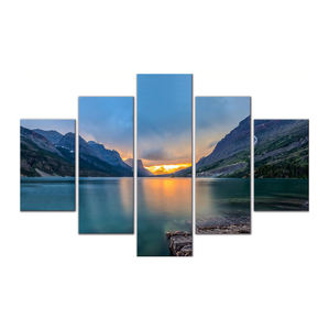 Harf noir et blanc avec impression murale de paysage, 5 pièces, décoratifs - Product Image 3