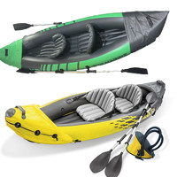 Kayak Inflable K1 K2 en Oferta, Bote de Pesca de PVC, Balsa para 2 Personas, Bote Resistente para Navegar, Amarillo/Verde, 1 Año de Garantía