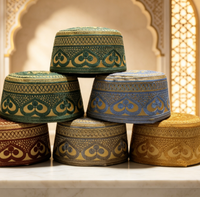 Chapeau ethnique islamique en polyester au crochet pour hommes adultes Boran, style Moyen-Orient, pour la prière quotidienne, broderie personnalisée à la machine, vente en gros