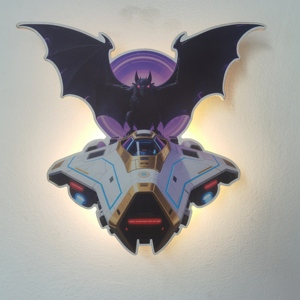 Tema espacial, luz de pared misteriosa, OVNI, decoración de pared de madera con luz regulable, luz de pared decorativa recargable para habitación de niño - Product Image 1