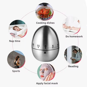 <span class=keywords><strong>Minuteur</strong></span> de cuisine manuel mécanique en acier inoxydable en forme d'œuf (sans pile) 0-1 heure Compte à rebours Outil de cuisson Son fort pour le <span class=keywords><strong>sport</strong></span> - Product Image 4