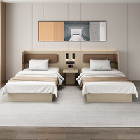 Suite de chambre à coucher Bilido Deluxe avec lit queen-size et panneaux en bois modernes pour hôtels et villas standard, idéale pour les chambres d'hôtel Holiday Inn et d'auberges de jeunesse