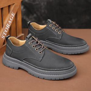 Zapatos de Trabajo Nuevos para Hombre, Zapatos de Cuero Suave con Suela Gruesa, Zapatillas Casuales para Hombre - Product Image 1