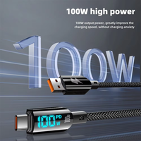 Kabel USB C ke Type C PD 30W Pengisian Cepat 100W 5A 1m Model Terbaru 2026 Dengan Layar LED, Kabel Data untuk iPhone 14 15 16 Pro
