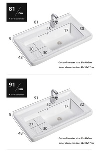 Moderno <span class=keywords><strong>lavabo</strong></span> Semi-incasso in ceramica con <span class=keywords><strong>lavabo</strong></span> da bagno <span class=keywords><strong>lavabo</strong></span> integrato - Product Image 4