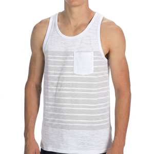 Débardeur de sport respirant à rayures pour homme avec poche, col rond, sans manches, décontracté - Product Image 6