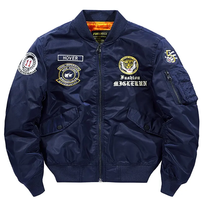 Giacca con toppe ricamate da uomo di alta qualità NASA patch Bomber giacche Utility Pilot Cargo Coat giacca da uomo Varsity Puffer